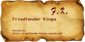 Friedlender Kinga névjegykártya